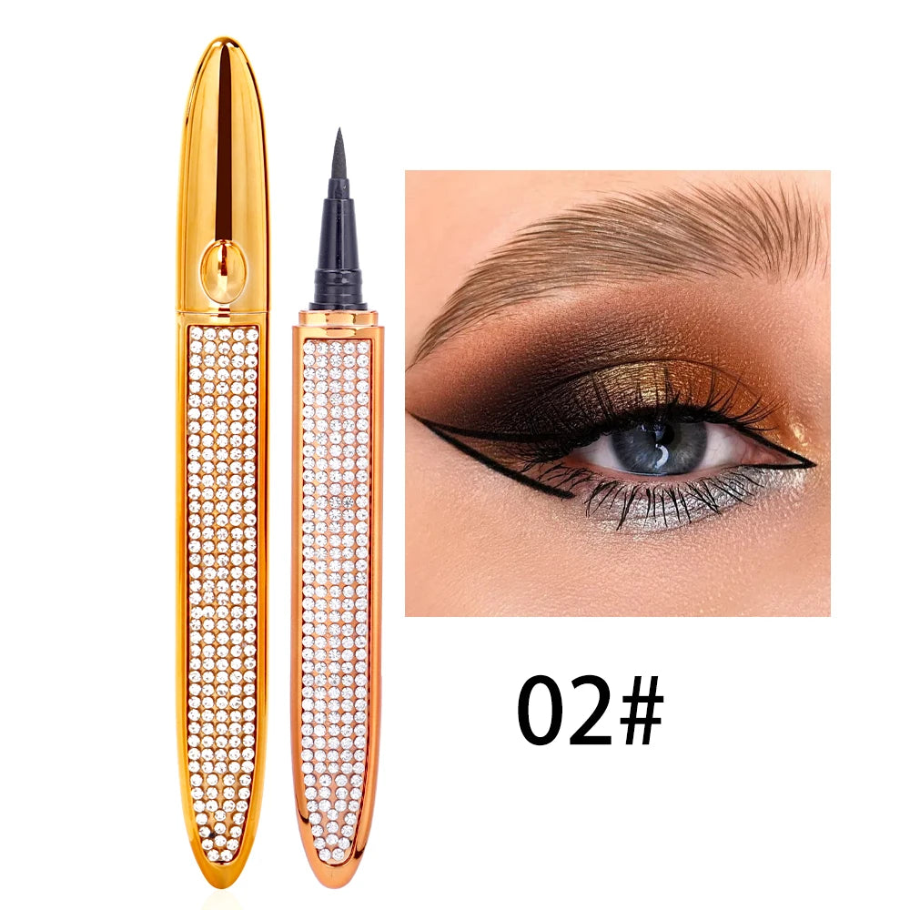 2 in 1 Self Adhesive  Long Lasting No Glue Non Magnetic Quick Drying Eyelashes Sticking Eye Liner Pen